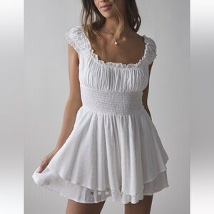 Urban Outfitters White Ruffled Jumpsuit